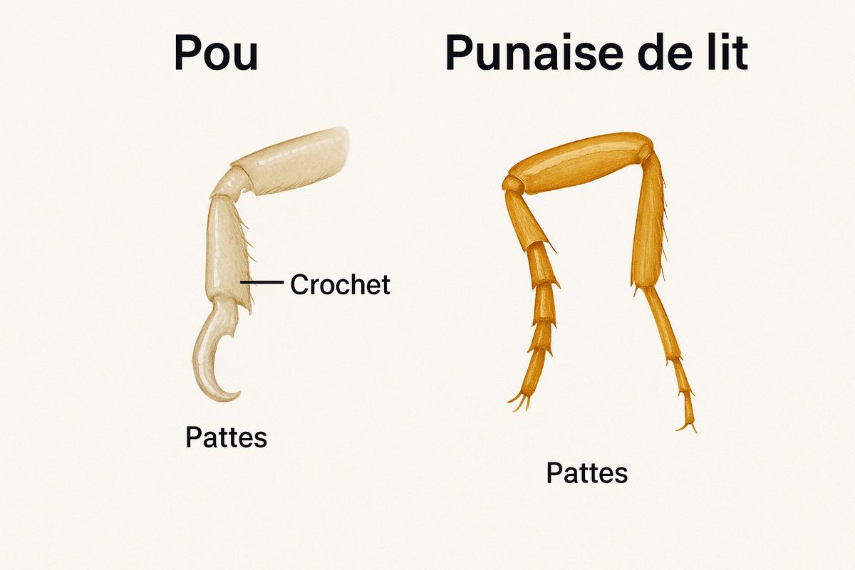 Morphologie des pattes entre pou vs punaise de lit