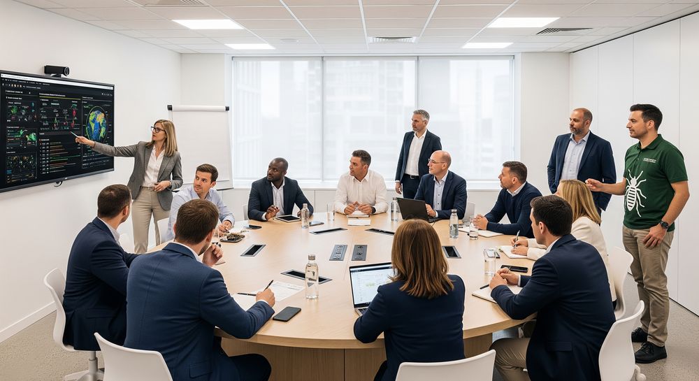 reunion entre professionnels pour discuter des strategies contre les frelons